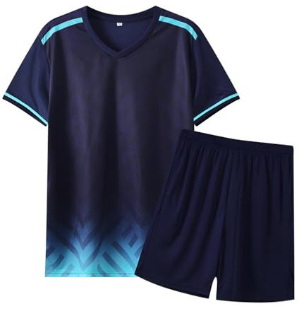 Fiohiros Set Deportivo Kinder, Ropa Deportiva de Secado Rápido para Niños, Conjunto de Camiseta Deportiva para Fútbol, Chaqueta de Entrenamiento (FR/ES, Edad, 12 años, 13 años, Regular, Azul)
