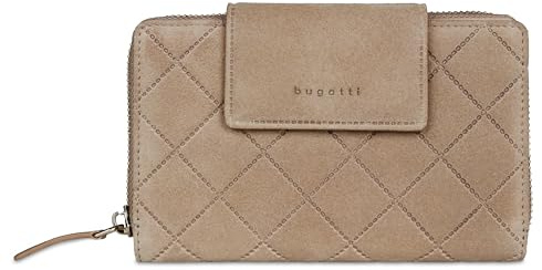 bugatti Fabia Damen-Geldbörse aus Leder, Portemonnaie für Frauen mit RFID-Schutz, Sand