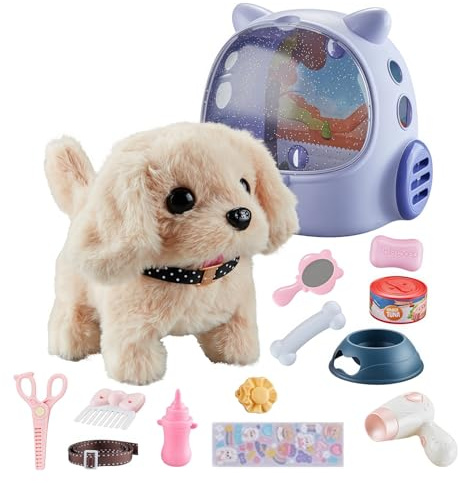 qixiang Realistic Robot Puppy,Realistic Dog Toys for Kids Toddler Girl,Electronic Pet Interactive Plush Puppy Barking Wagging Tail Realistic Robot Dog Pretend Play Toys Gifts