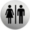Door Sign Toilet Ladies Gentlemen Ø 75 mm Aluminium Stainless Steel Look self-adhesive