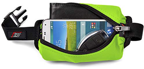 Flexi-Gurt Grün: Dehnbare Bauchtasche Gürteltasche Hüfttasche Bauchbeutel Klein Startnummernband für Sport Laufen Joggen Wandern Reisen Fitness Smartphone Wertsachen Damen und Herren