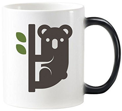 Australie Saveur Koala et Eucalypt Silhouette Illustration Morphing Mug sensible à la chaleur changeant de couleur Tasse de lait Café avec poignées 350 ml