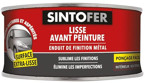SINTOFER - Enduit de Finition - Comble les Micro-Aspérités du Mastic - Lisse le Métal avant Mise en Peinture - Ponçage Facilité - Technique Professionnelle - 250g
