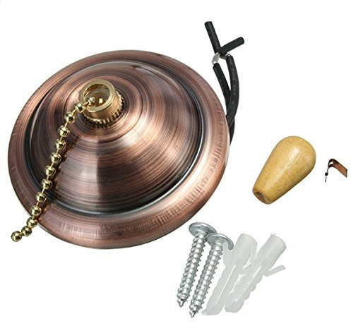 MASUNN Universal Colorato Ventilatore A Soffitto Luce Parete Interruttore Catena Pull AC 3A/125-250V-Bronzo Rosso