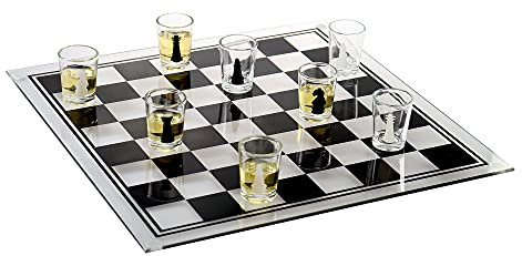 MostroMania Set Scacchi Alcolico con Shottini, Scacchiera in Vetro con 32 Bicchierini da Liquore, Gioco di Abilità, Articoli per Feste