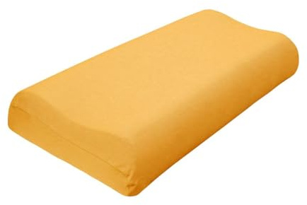 Traumschlaf Universal Bezug für Nackenstützkissen – elastischer Edel Jersey Kissenbezug aus Baumwolle – weich, dehnbar und passgenau für viele Nackenstützkissen – S-M, Höhe 7-10 cm, Gold