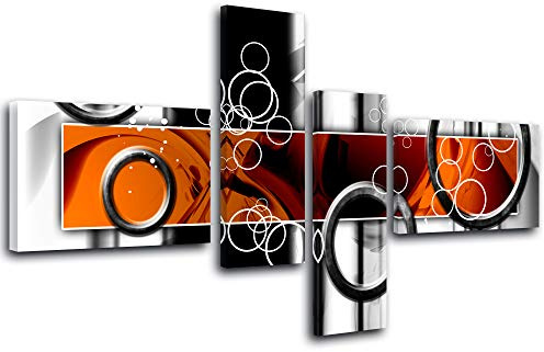 Declina Wandbild, Wandbild, Wanddekoration, Wohnzimmer, Leinwand, abstrakt, Deko, Ringe 130 x 65 cm, Orange - 200 x 100 cm - Orange