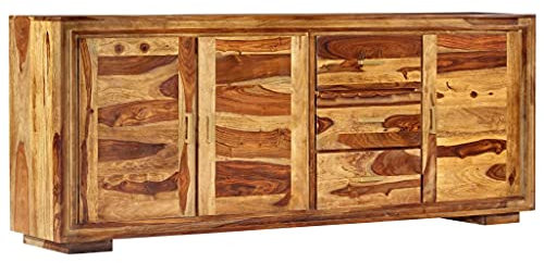 vidaXL Sheesham-Holz Massiv Sideboard mit 3 Schubladen 3 Türen Kommode Schrank Mehrzweckschrank Anrichte Beistellschrank Palisander 200x40x80cm