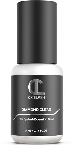 Diamond Clear Eyelash Extension Glue for Professionals - Maximum 7 Week Retention / 1-2 Second Drying Time Semi Permanent Individual/Volume Lash Glue with Transparent Color - Latex Free 5ML/0.17 FL.OZ