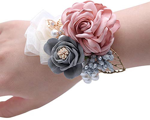 Shiwaki Hochzeitszubehör, Dekoration, Mädchen, Brautjungfer, Handgelenk, Ballblume, Party, Kleiner Tee, Rosa, Handgelenk, Blume, Hochzeit, Dekoration, Geschenk (Champagner)