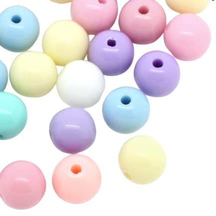 Sadingo Perlen Pastell zum auffädeln (6mm, 500 Stück) Acrylperlen zum Schmuck basteln, DIY Armband, Kette, Perlenmix
