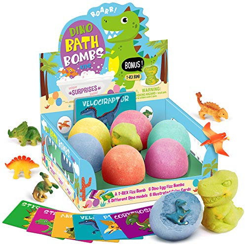 Dr. Daz Dino Egg Bath Bombs with Surprise Inside - Kids Bath Toys with Dinosaur Gifts for Boys & Girls