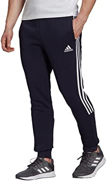 adidas Herren Essentials Fleece Tapered Cuff 3-Streifen Hose, Legend Ink/White, S