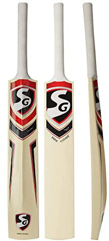SG Max Cover Cricket Bat for Mens and Boys (Beige, Size -Short Handle) | Material: Kashmir Willow | Lightweight | Free Cover | Ready to Play | for Intermediate Player | Ideal for Leather Ball