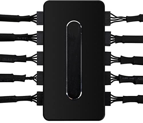 PWM Fan Hub PC Case Fan Controller 4 Pin, Support 10 Computer CPU Fans Splitter (PWM)