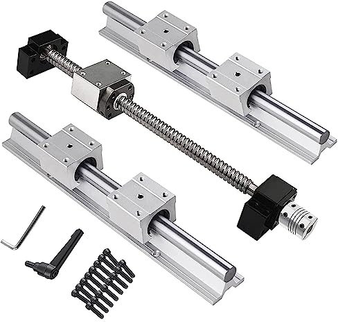 CNCMANS Linearschiene SBR16-1500mm Linearführung mit 4 Stück Lineare Linienträger + SFU1204-1500mm Kugelumlaufspindel Führungsschiene von C7, Horizontale Linearführungsschiene für 3D Drucker