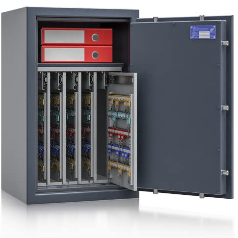 Secureo SafeHero Schlüsseltresor/Schlüsselsafe für 440 Schlüssel Osprey Key 5-C | Klasse 1 EN 1143-1 | Elektronisches Zahlenschloss | 5 ausziehbare Wände + 1 Fachboden | 800x500x420 mm (HxBxT)