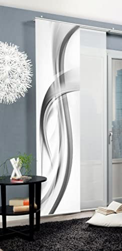 HOME WOHNIDEEN 84128 | Schiebegardine FALA, blickdichter Dekostoff, Grafik-Motiv, 245 x 60 cm (Höhe x Breite), Farbe: (grau)