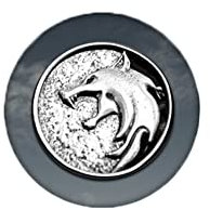 Emaille-Anstecknadel, Motiv: The Witcher (Gwynbleidd-Design), 3 x 3 cm, Einheitsgröße, Emaille, Metall, Silber, Kein Edelstein