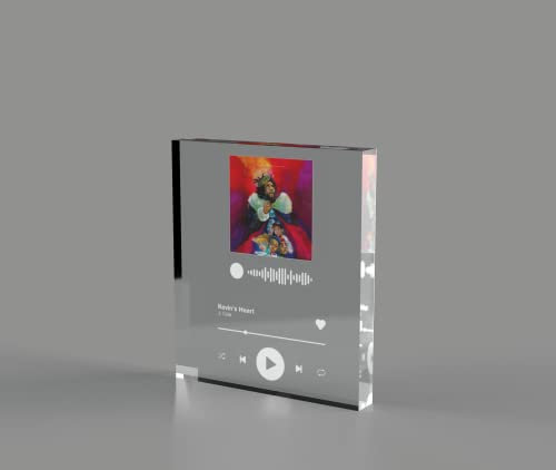 Active Window Films Personalized Song Plaque Block, Custom Music Lovers Gift, Acrylic Glass Block With Scannable Barcode, Link and Album Cover (Medium 150mm x 172.5mm)
