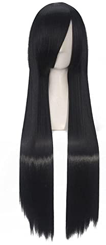Mulan Cosplay Perücke 80 cm schwarz lang glatt Prinzessin Frauen Mädchen hitzebeständig Haar Halloween Party Rollenspiel Perücken + Perückenkappe