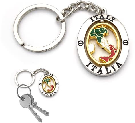 Powersell Schlüsselanhänger mit Schlüsselring, italienische Nationalflagge, aus Metall, Accessoire für Damen und Herren, Geschenkidee (Italien B)