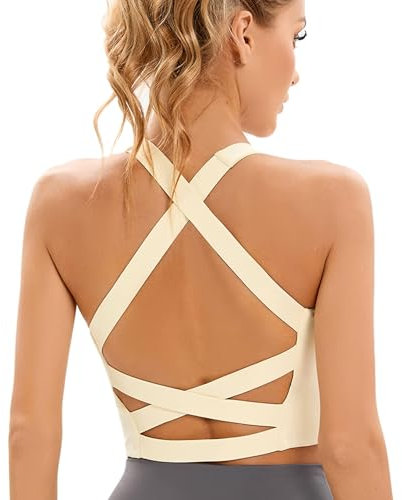 Sport-BHS für Damen, sexy, überkreuzter Rücken, gepolsterter Träger-Sport-BH, Yoga-BH für Damen, Workout-Tanktops