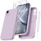 Qasyfanc HandyHülle für iPhone XR Hülle Silikon case mit 2 Stück Schutzfolie, Ultra Microfiber TPU Flüssig silikon mit Kameraschutz Kratzfeste Rundumschutz Schutzhülle 6.1'' - Lila