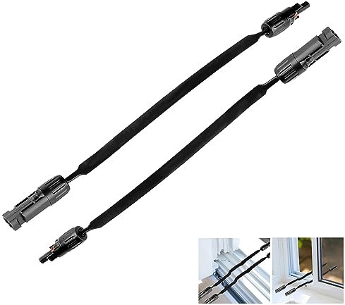 Solarkabel Verlängerungskabel, 2 Stück 12AWG Photovoltaik Verbindungskabel Fensterdurchführung Flexibel, 4mm² MC4 Verlängerung Solar Verlängerungskabel für Balkonkraftwerk Wohnwagen-Schwarz