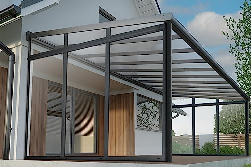 Arilco Terrassenüberdachung | Wintergarten | Inklusive Linke Seitenwand | Neu | VSG-Glas| 6m x 4m