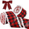 TONIFUL Red and Black Plaid Ribbon Wired By White fur, 6cm x 6yds,2pcs Ribbon for Christmas Party Decoration, Bow Making, Hair Accessories and Handmade Crafts Gifts Wrapping