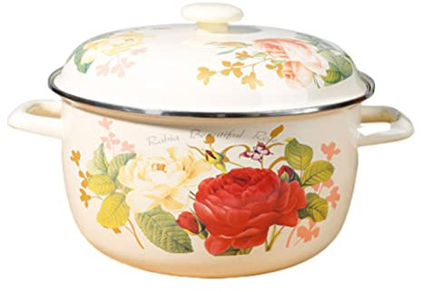 Pentola smaltata per burro francese con coperchio: pentola per salsa con doppia maniglia padella per cottura pentola pentola pentole 20 cm modello colore casuale pentole antiaderenti