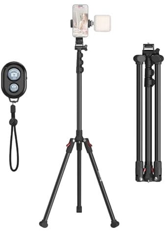 SMALLRIG Treppiede per Telefono con Telecomando, Treppiede Portatile da 170 cm Piegabile all'Inverso, Supporto per Luce Treppiede Universale, per Fotografia, Vlogging, Selfie e Live Streaming - 4363