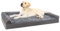 KSIIA Orthopädisches Hundebett Mittelgroße Hunde, 91x68x16cm, Hundesofa Bezug abnehmbar waschbar, Hundecouch mit DREI erhöhte Ränder, rutschfeste Unterseite, Noppenschaumstoff Hundekorb, Grau