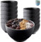 Praknu Müslischalen Set 12er - Schwarz Keramik - Große Müsli Schüssel - 700 ml - Mikrowellen- & Spülmaschinenfest - Für Suppen, Müsli, Ramen