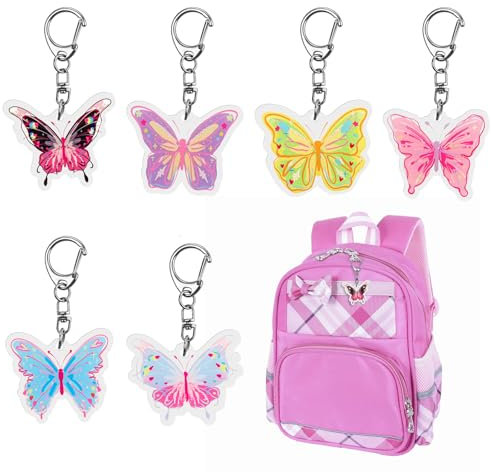 simarro 6 Pièces Porte-clés Papillon, Porte-clés Pendentif Filles Porte-clés Pendentif Papillon Enfants pour Décoration de Sac à Main