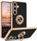 YINLAI für Samsung Galaxy S24 5G Hülle,Handyhülle Samsung S24 Mit 360 Gold Magnet Ring Ständer Halter Weiche Glitzer Silikon TPU Slim Cover Case Hülle für Samsung Galaxy S24 6.2'',Schwarz