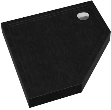 Sellon24® Duschtasse Schwarz Steinoptik rutschfest Duschwanne DIN 51097 A Bau-Höhe 12cm (90x90x12 5-eckig)