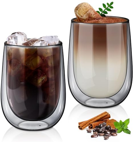 glastal Einzigartige Schwarz Gläser, 350ml Doppelwandige Kaffeegläser Latte Macchiato Gläser 2er Set, Doppelwandig Kaffeeglas Teegläser für Cappuccino, Milch, Geschenk für Männer Frauen