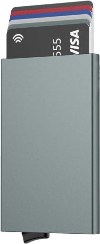 Stock Líder - Cartes en aluminium, porte-cartes métallique RFID 5 couleurs, porte-cartes de crédit, portefeuille aluminium, cadeaux originaux pour homme, portefeuille porte-cartes en aluminium, gris