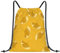 EgoMed Kordelzug-Rucksack, Rucksack-String-Tasche, Sport-Cinch-Sackpack, String-Tasche, Turnbeutel, Ginkgoblätter Blumen auf gelbem Ocker