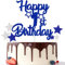 Gidobo 1st Birthday Cake Toppers, Blue Glittery Cake Decorations with Stars, One Years Old Birthday Party Supplies for Boys