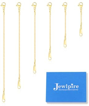 Jewlpire 14K Gold Plated Necklace Extender for Women, Dainty Necklace Extenders 14K Gold Plated Box Chain Extender for Necklaces, Extenders for Necklaces Bracelets Anklets 6 Piece Set