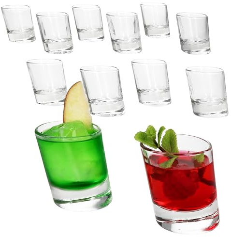 MamboCat 12er Set Pisa Schnapsgläser I 20ml & 40 ml, 2cl & 4cl I 12 Personen I schräges Shot Glas mit dickem Boden I Dessert-Gläschen, Pinnchen für Wodka, Likör etc.