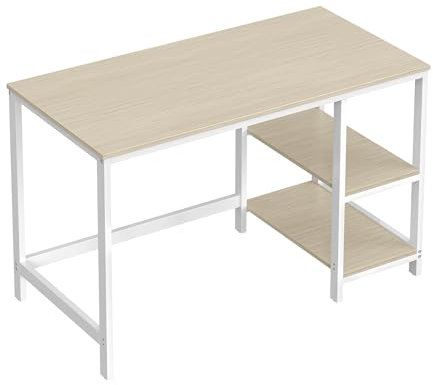 VASAGLE Tisch, Computertisch, Bürotisch, 120 x 60 x 76 cm, moderner Stil, für Arbeitszimmer, Schlafzimmer, Wohnzimmer, naturbeige-perlweiß LWD047N02