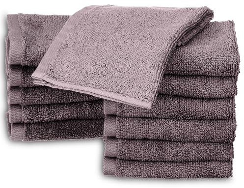 SweetNeedle Face Cloths Washcloth Fingertip Towels Set 30x30 cm 100% Cotton, Extra Absorbent, Premium Quality, Soft, Long lasting Fannel for Bath, Face Wash, Salon, Gym, Spa (12 Pack, Charcoal Grey)