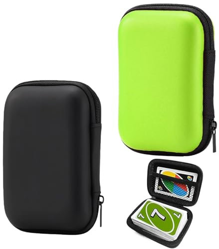 ARROMI 2 Stück Spielkarten Etui, Spielkarten Box, Kartenbox, Tasche Kartenspiel Koffer Hält, Schützt Karten Vor Feuchtigkeit Und Staub für Spiele Im Freien Oder Party Kartenspiel(Grün&Schwarz)