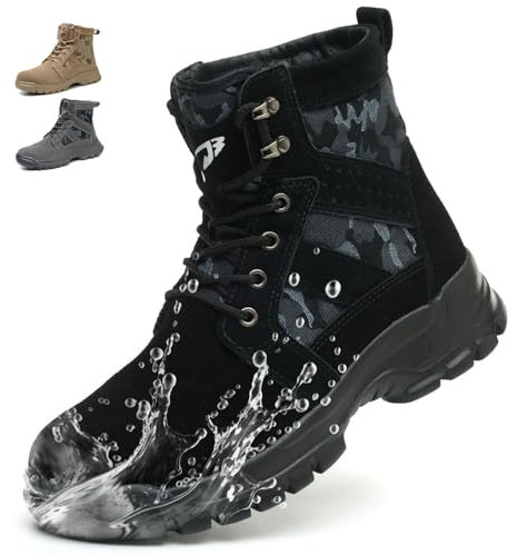 COOU Scarpe Antinfortunistiche Uomo Donna Alte Scarpe da Lavoro Leggere e Comode Scarpe Sicurezza con Punta in Acciaio Traspiranti 151/Nero47