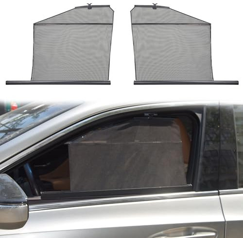Kwak's Auto Sonnenschutz für Seitenfenster 2-Pack Faltbare Rolle Einziehbarer Sonnenschutz Blocks Sonnenblendung und Hitzeschutz Anti-UV-Strahlen Jalousien für Privatsphäre Blackout (Frontfenster)
