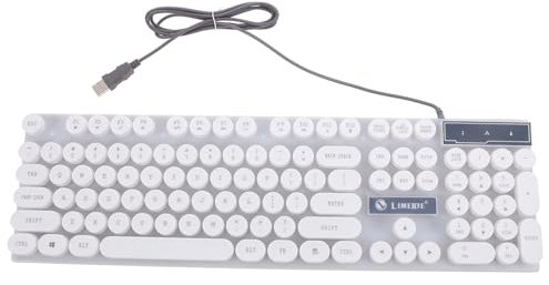 Artibetter Tastiera Usb Glowing Wired Con Tasti Rotondi Design Elegante e Portatile Retroilluminata Per Computer e Dispositivi Mobili Bianca